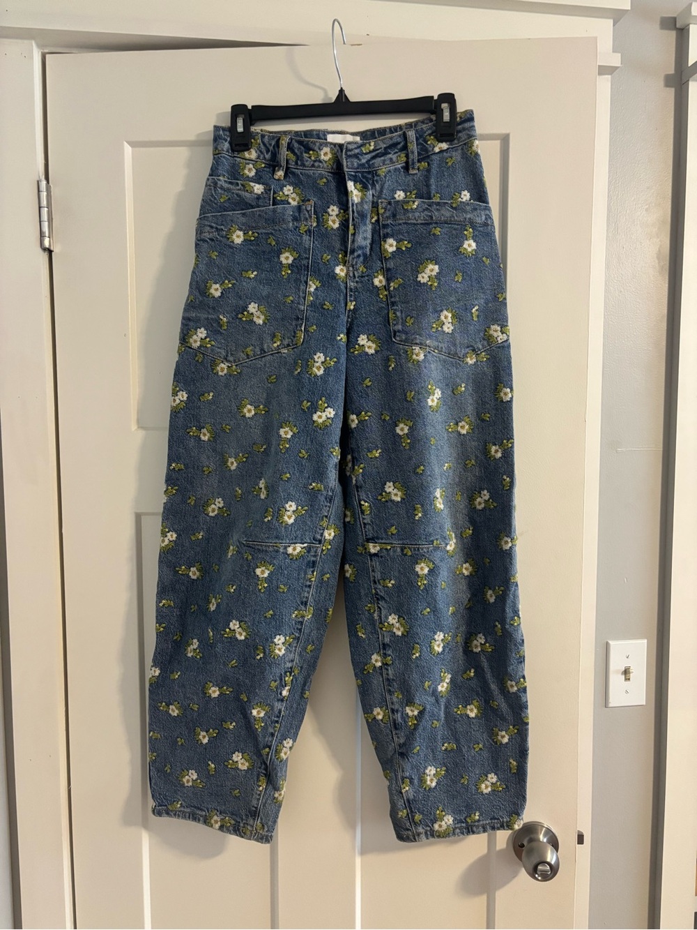 Avec Les Filles Floral Print Denim Barrel Jeans size 26 - Picture 2 of 7